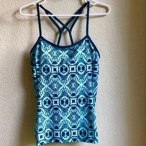 Athleta Teal Patterned Strappy Tank Like New M